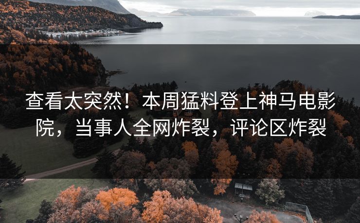 查看太突然！本周猛料登上神马电影院，当事人全网炸裂，评论区炸裂