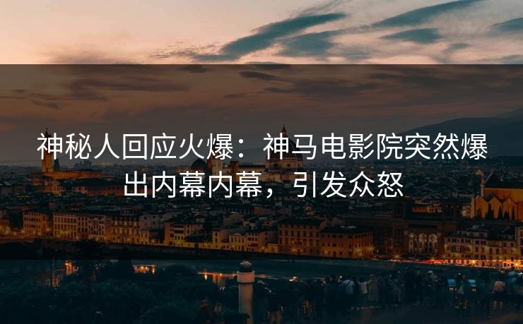 神秘人回应火爆：神马电影院突然爆出内幕内幕，引发众怒