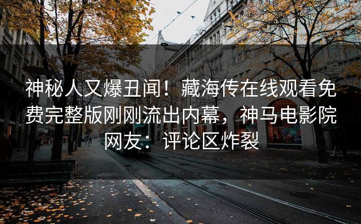 神秘人又爆丑闻！藏海传在线观看免费完整版刚刚流出内幕，神马电影院网友：评论区炸裂