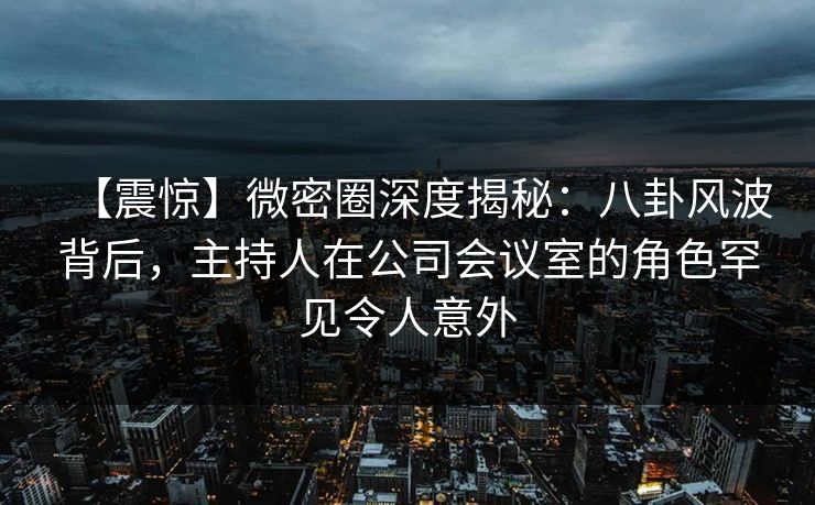 【震惊】微密圈深度揭秘：八卦风波背后，主持人在公司会议室的角色罕见令人意外
