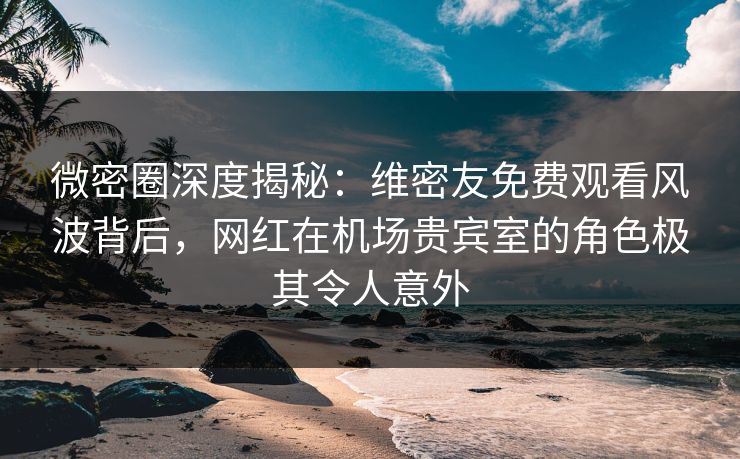 微密圈深度揭秘：维密友免费观看风波背后，网红在机场贵宾室的角色极其令人意外