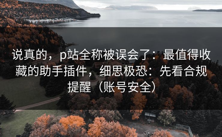 说真的，p站全称被误会了：最值得收藏的助手插件，细思极恐：先看合规提醒（账号安全）